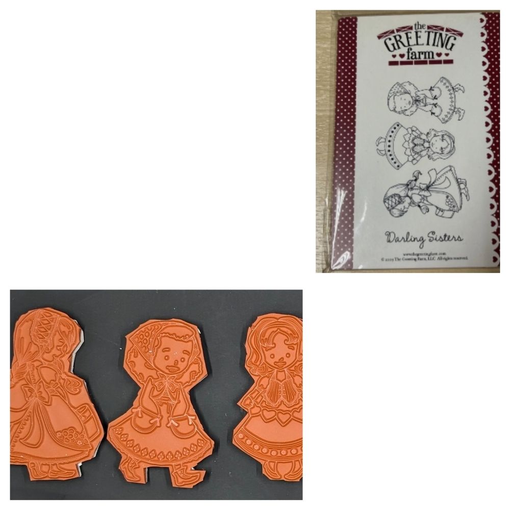 Greeting Farm "Darling Sisters" Clear Stamp Set - Red Polka Border